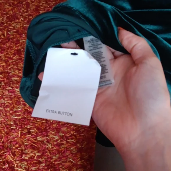 Karl Lagerfeld Velvet Blouson A-Line Dress In Forest Green - Picture 6 of 10